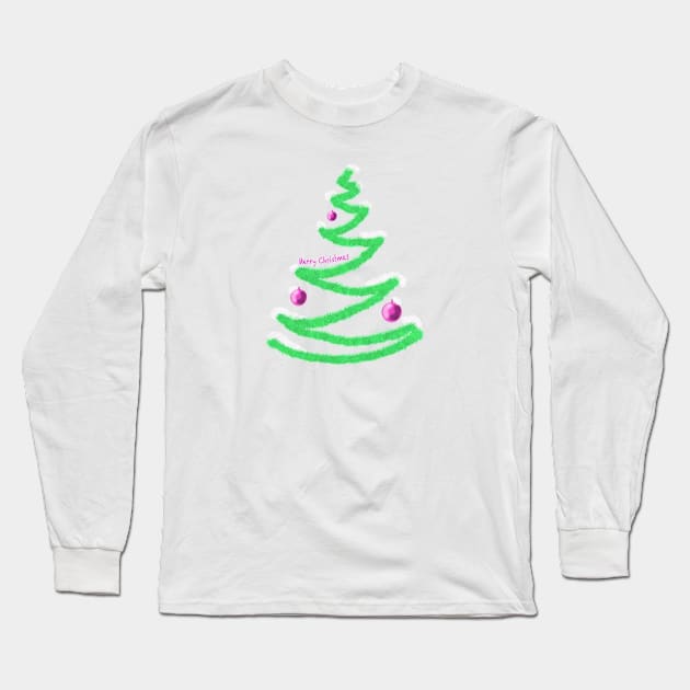 Merry Christmas tree Long Sleeve T-Shirt by ArtKsenia